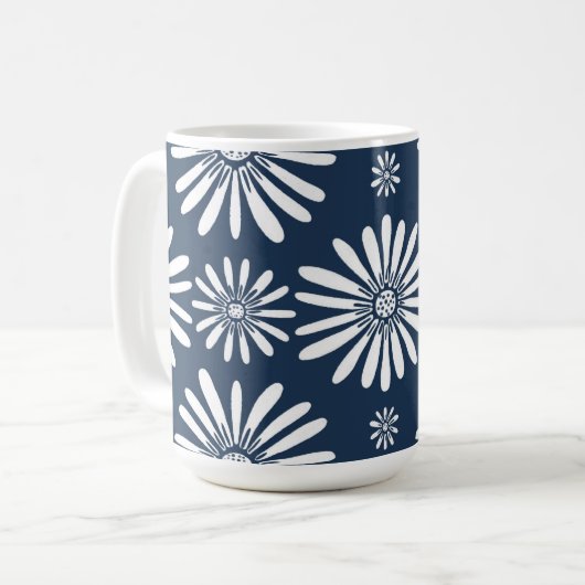 Mug Fleur bleu blanc pâle (Devant gauche)