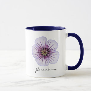 Mug Fleur bleu-clair botanique de géranium avec le nom