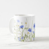 Mug Fleur bleu sauvage Message d'anniversaire personna (Devant gauche)