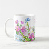 Mug Fleur bleu violet d'aquarelle (Gauche)