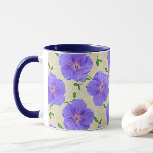 Mug Fleur bleue botanique d'été doux (Avec donut)