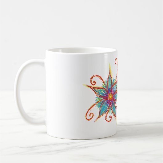 Mug Fleur bleue Mandala Personnalisé (Gauche)