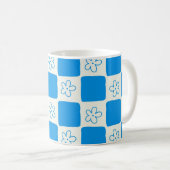 Mug Fleur bleue Preppy À damiers Motif (Devant droit)