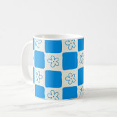 Mug Fleur bleue Preppy À damiers Motif (Devant gauche)