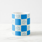 Mug Fleur bleue Preppy À damiers Motif (Centre)