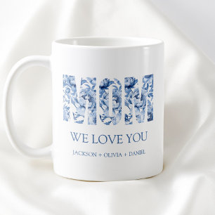 Mug Fleur Bleue Typographie Moderne Chic Maman On T'ai