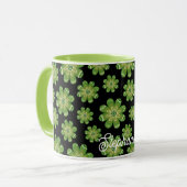 Mug Fleur bohémienne esthétique Nom géométrique Noir (Devant gauche)
