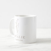 Mug Fleur Boho Chic Rustic Griege Personnalisée (Devant gauche)