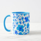 Mug Fleur botanique en bleu foncé et blanc  (Gauche)