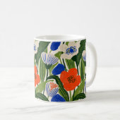 Mug Fleur botanique orange et bleu gras (Devant droit)