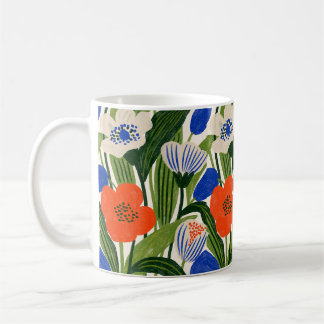 Mug Fleur botanique orange et bleu gras