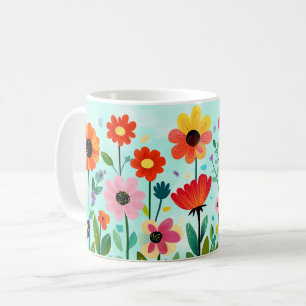 Mug Fleur colorée, folk vibrant joli et lumineux