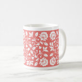 Mug Fleur corail et couleur blanche (Devant droit)