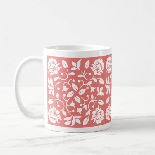Mug Fleur corail et couleur blanche (Gauche)