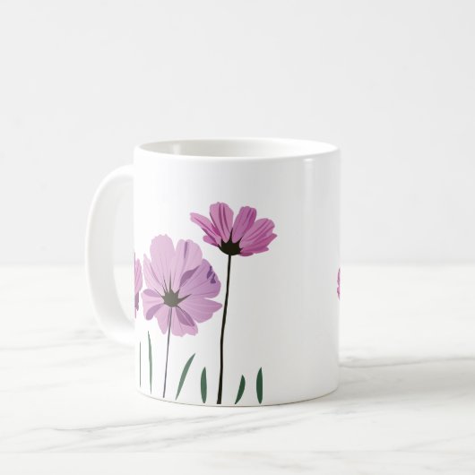 Mug Fleur Cosmos Violet Fleur Rose (Devant gauche)