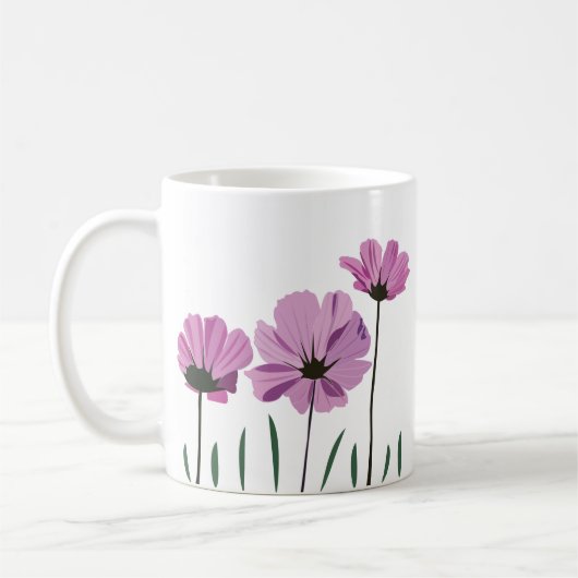Mug Fleur Cosmos Violet Fleur Rose (Gauche)