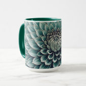 Mug Fleur Dahlia en Art numérique bleu Aqua Turquoise (Devant gauche)