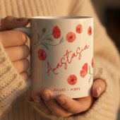 Mug Fleur d'anniversaire d'août Poppy personnalisée av