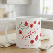 Mug Fleur d'anniversaire d'août Poppy personnalisée av