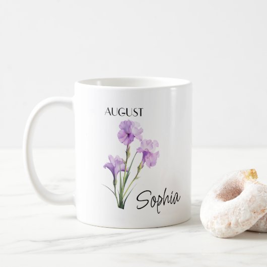 Mug Fleur d'août personnalisée (Avec donut)