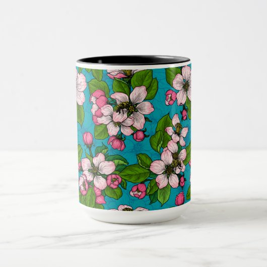 Mug Fleur d'Apple sur le turquoise (Centre)
