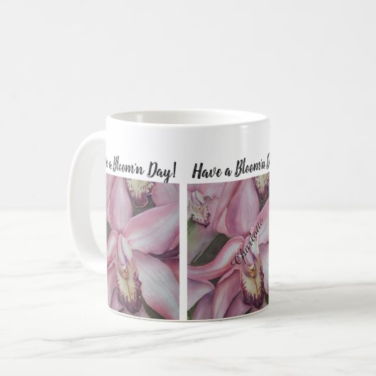 Mug Fleur d'aquarelle d'orchidée rose (Devant gauche)