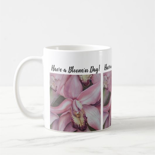 Mug Fleur d'aquarelle d'orchidée rose (Gauche)