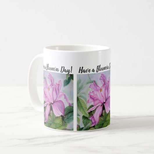 Mug Fleur d'aquarelle d'orchidée rose chaud (Devant gauche)