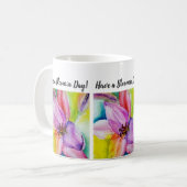 Mug Fleur d'aquarelle Lily couleur néon (Devant gauche)