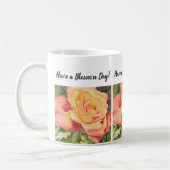 Mug Fleur d'aquarelle Rose Jaune et Pêche (Gauche)