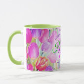 Mug Fleur d'aquarelle Tulip avec nom Saint-Valentin (Gauche)