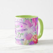 Mug Fleur d'aquarelle Tulip avec nom Saint-Valentin (Devant droit)
