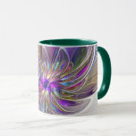 Mug Fleur d'art Abstrait, énergique et coloré<br><div class="desc">Une puissante fleur d'imaginaire multicolore,  un art fractal floral unique. Conception pour votre mug combo et plus encore.</div>