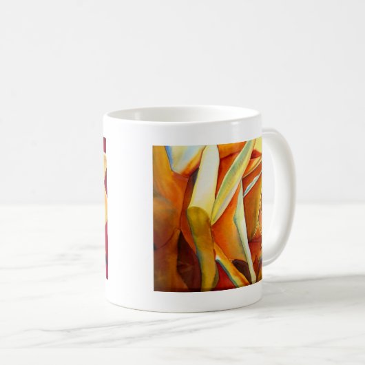 Mug Fleur d'art d'aquarelle rose jaune (Devant droit)