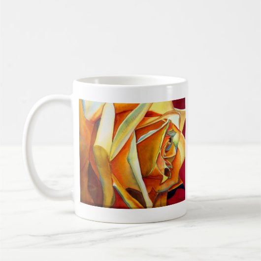 Mug Fleur d'art d'aquarelle rose jaune (Gauche)