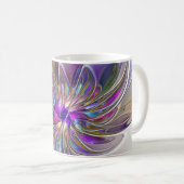 Mug Fleur d'art fractal abstrait énergique et coloré (Devant droit)