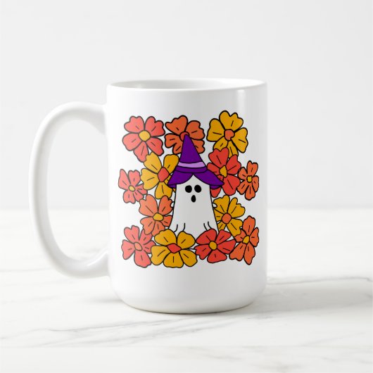 Mug Fleur d'automne Fantôme d'Halloween (Gauche)