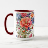 Mug Fleur de aquarelle sereine PD bicolore (Gauche)