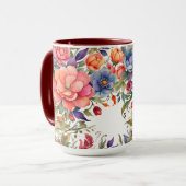 Mug Fleur de aquarelle sereine PD bicolore (Devant gauche)