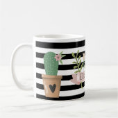 Mug Fleur de Cactus Rayures Noires et Blanches (Gauche)