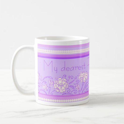 Mug Fleur de carnation violet et ami rose muet (Gauche)