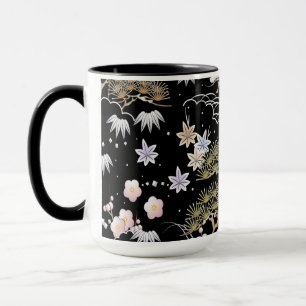 Mug Fleur de cerise noire et rose