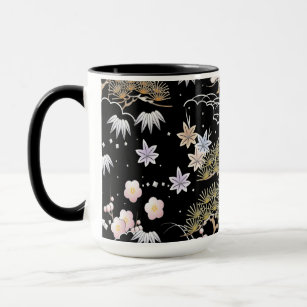 Mug Fleur de cerise noire et rose