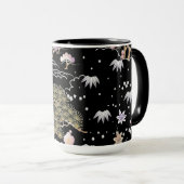 Mug Fleur de cerise noire et rose (Devant droit)