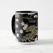 Mug Fleur de cerise noire et rose (Devant gauche)