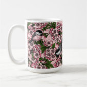 Mug Fleur de cerisier et mésanges sur fond rose (Gauche)