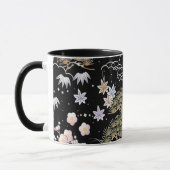 Mug Fleur de cerisier rose noir Élégant motif floral (Gauche)