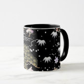 Mug Fleur de cerisier rose noir Élégant motif floral (Devant droit)