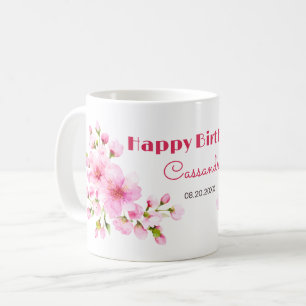 Mug Fleur de cerisier rose rustique Sakura Fête d'anni