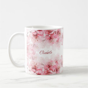 Mug Fleur de cerisier Votre Nom Monogramme Musique